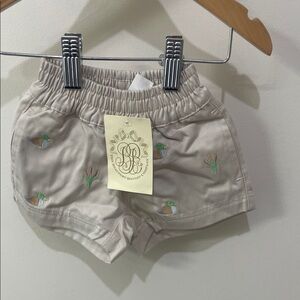 Embroidered Duck Cotton Toddler Shorts - Beige TBBC NWT size 0-3 mths